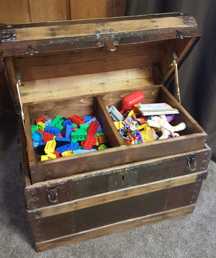 DIY Treasure Chest Box
 DIY Toy Box Treasure Chest from Antique Steamer Trunk