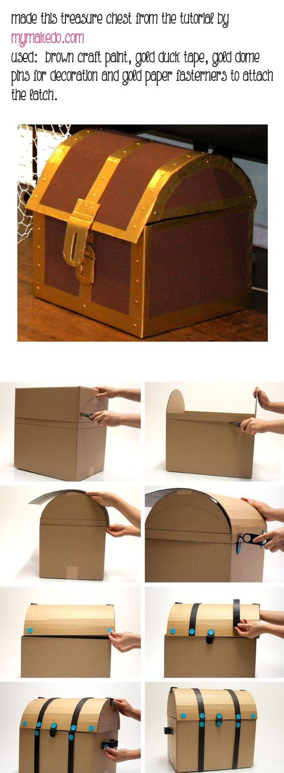 DIY Treasure Chest Box
 DIY Cardboard pirate treasure chest ty box