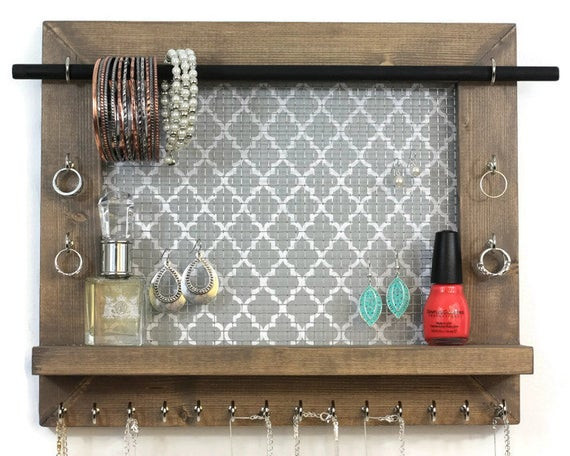 DIY Wall Hanging Jewelry Organizer
 Jewelry Holder Pick Your Color Quatrefoil Wall Hanging