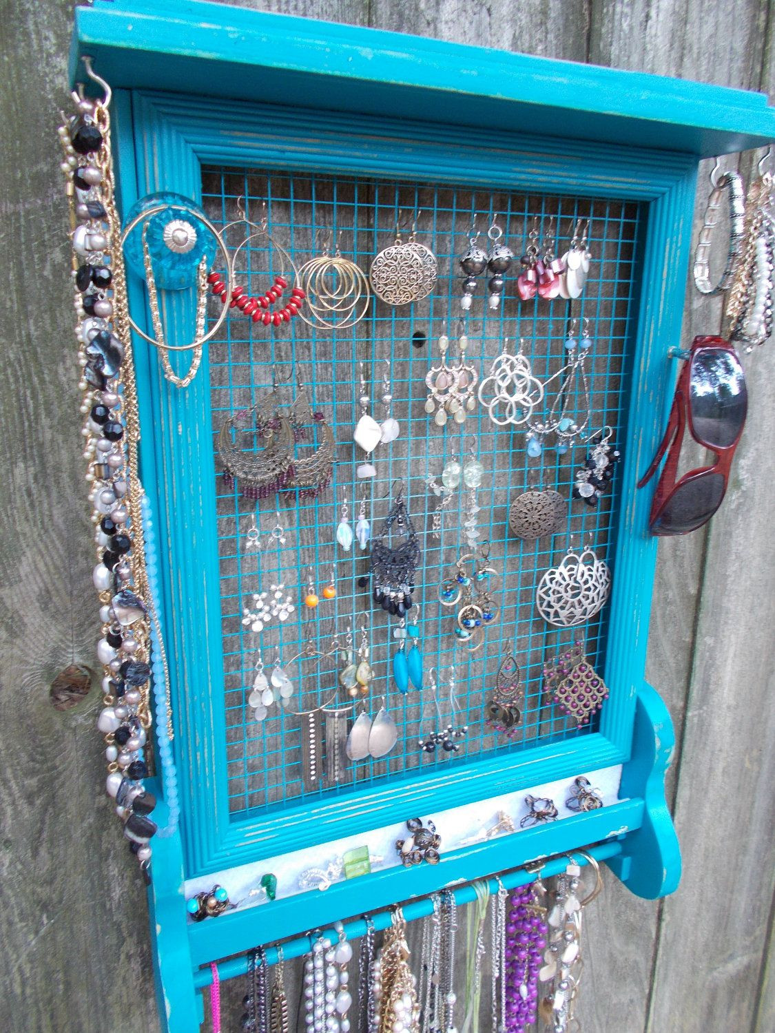 DIY Wall Hanging Jewelry Organizer
 Upcycled Jewelry Organizer Wall Hanging Organizer Hanging