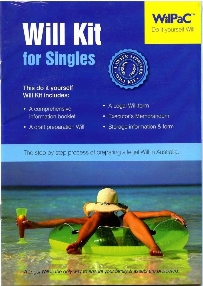 DIY Will Kit
 WILPAC AUSTRALIAN DIY LEGAL WILL KIT FOR SINGLES RRP $19