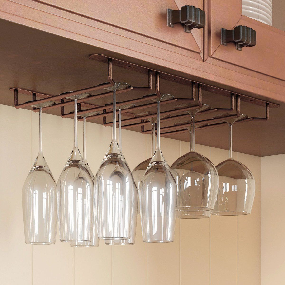 DIY Wine Glass Rack Under Cabinet
 Amazon Rack and Hook Stemware Glass Rack Under