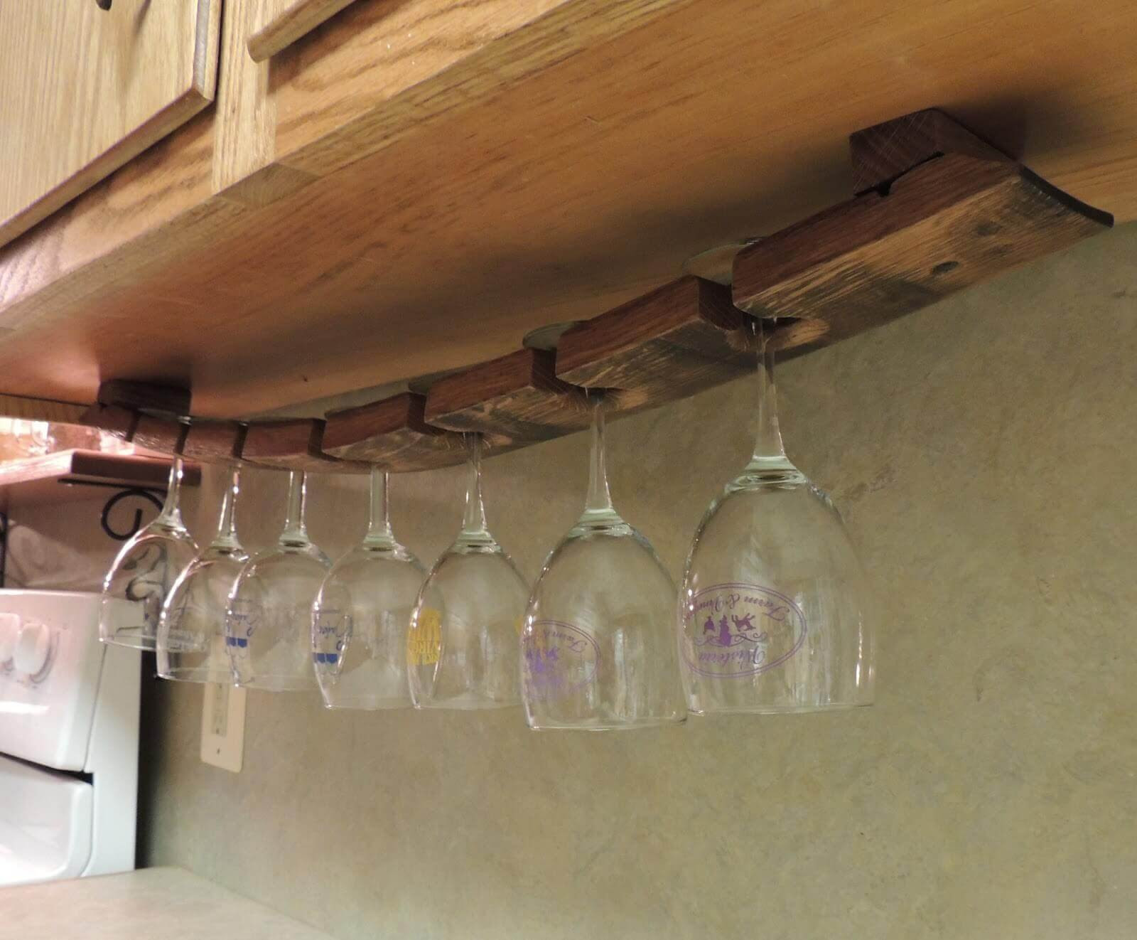 DIY Wine Glass Rack Under Cabinet
 Under Cabinet Hanging Glass Rack DIY Under Counter Wine