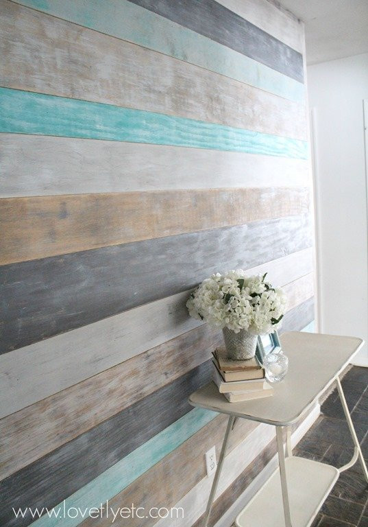 DIY Wood Plank Wall
 DIY Painted Plank Wall Lovely Etc