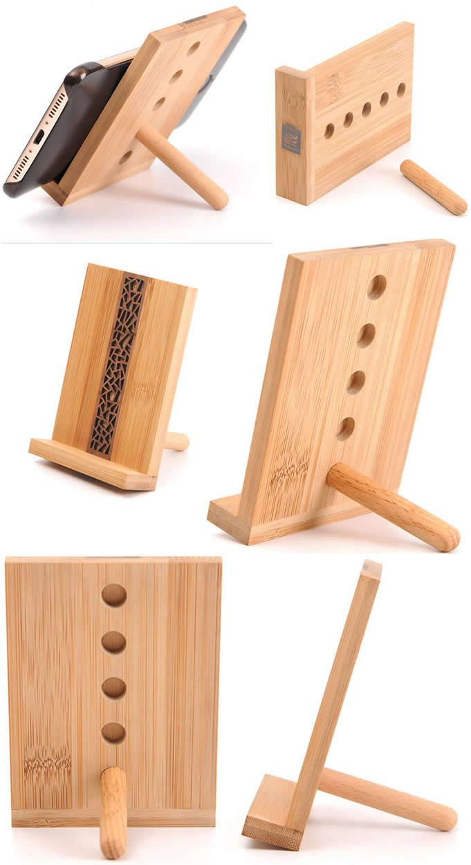 DIY Wooden Phone Stand
 Portable Wooden Phone iPad iPhone Tablet Stand Holder