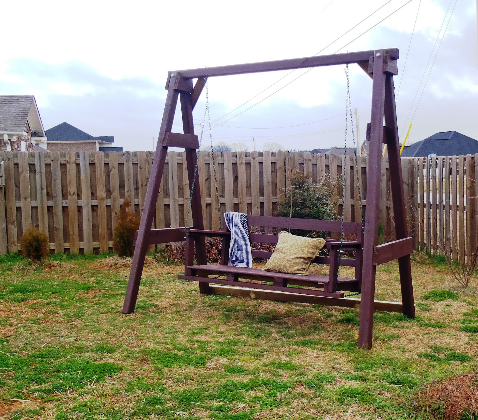 DIY Wooden Swing
 Lazy Liz on Less Swing Set Go