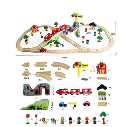 DIY Wooden Train Tracks
 70PCS SET DIY wooden train track set toys With Electric