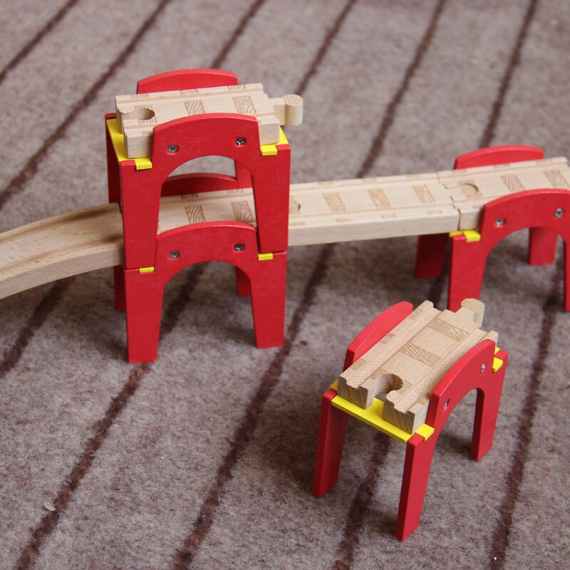 DIY Wooden Train Tracks
 EDWONE Red Stacked Piles Piers Track Thomas Wooden Train