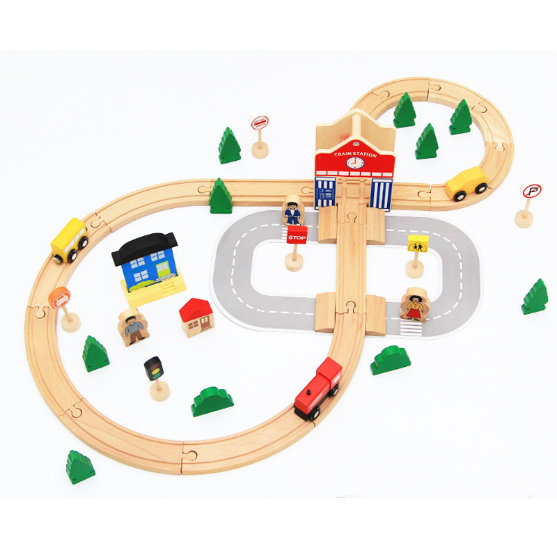 DIY Wooden Train Tracks
 50pcs DIY Educational Wooden Railway Train Track Slot