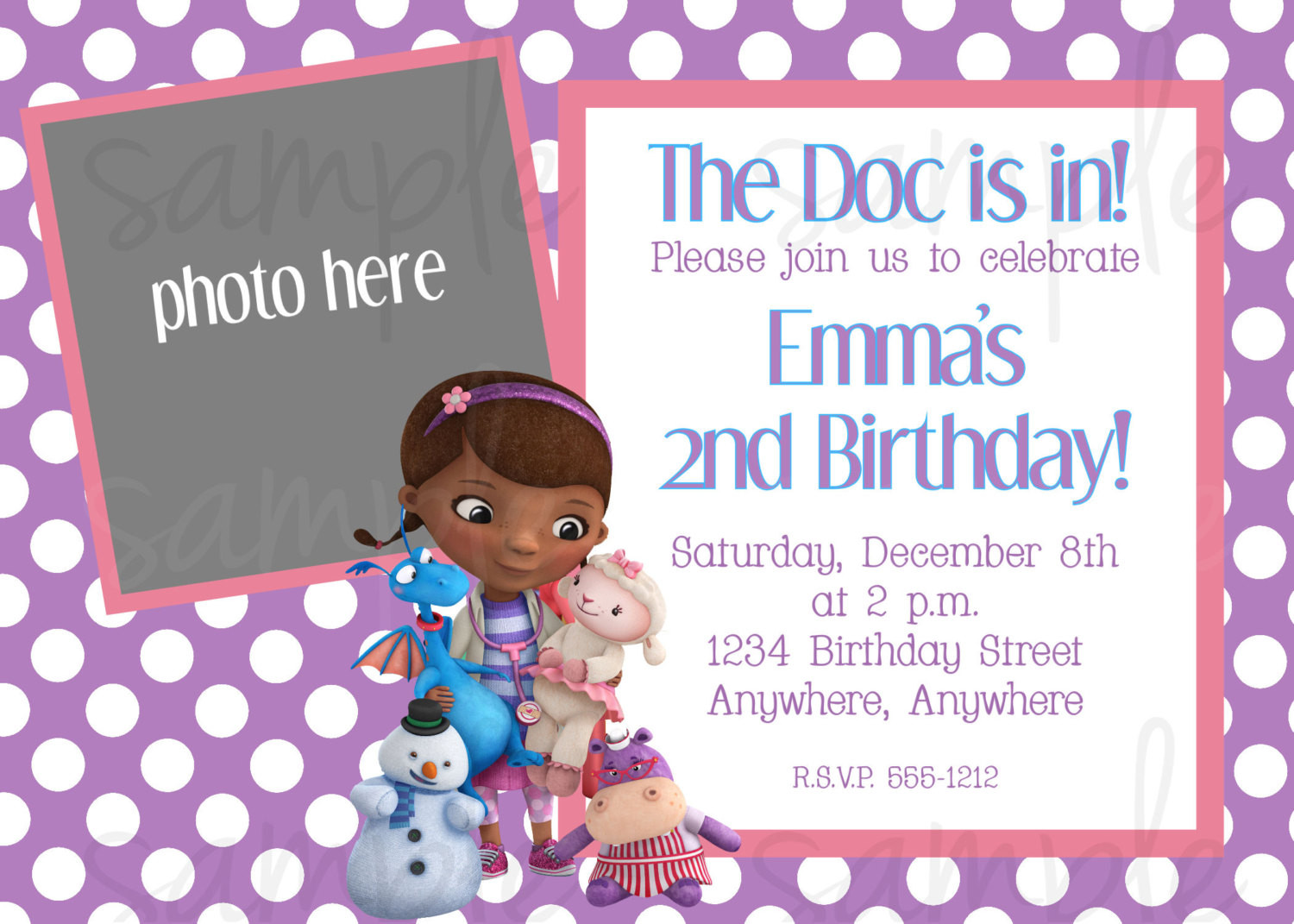 Doc Mcstuffin Birthday Invitations
 Doc McStuffins Birthday Invitation