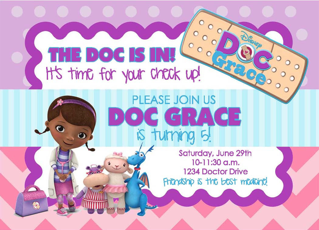 Doc Mcstuffin Birthday Invitations
 Doc McStuffins Birthday Party Invitation