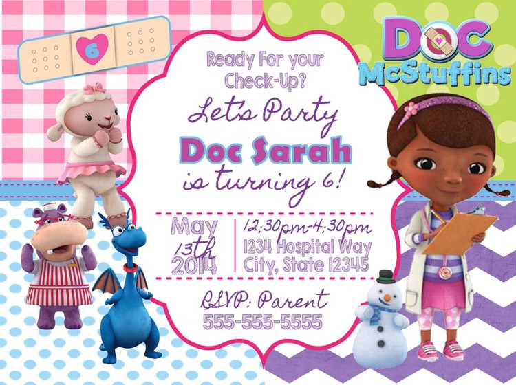 Doc Mcstuffin Birthday Invitations
 Doc McStuffins Digital Birthday Invitation