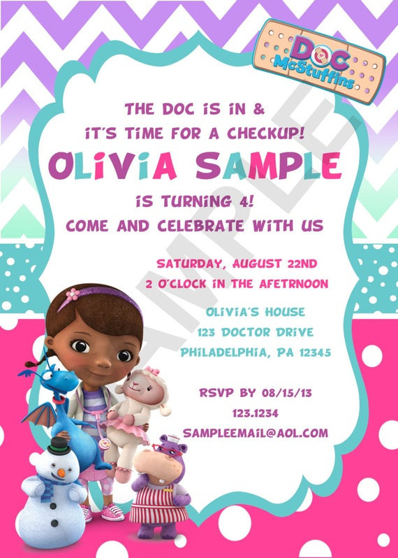 Doc Mcstuffin Birthday Invitations
 Cutie Tootie on Etsy