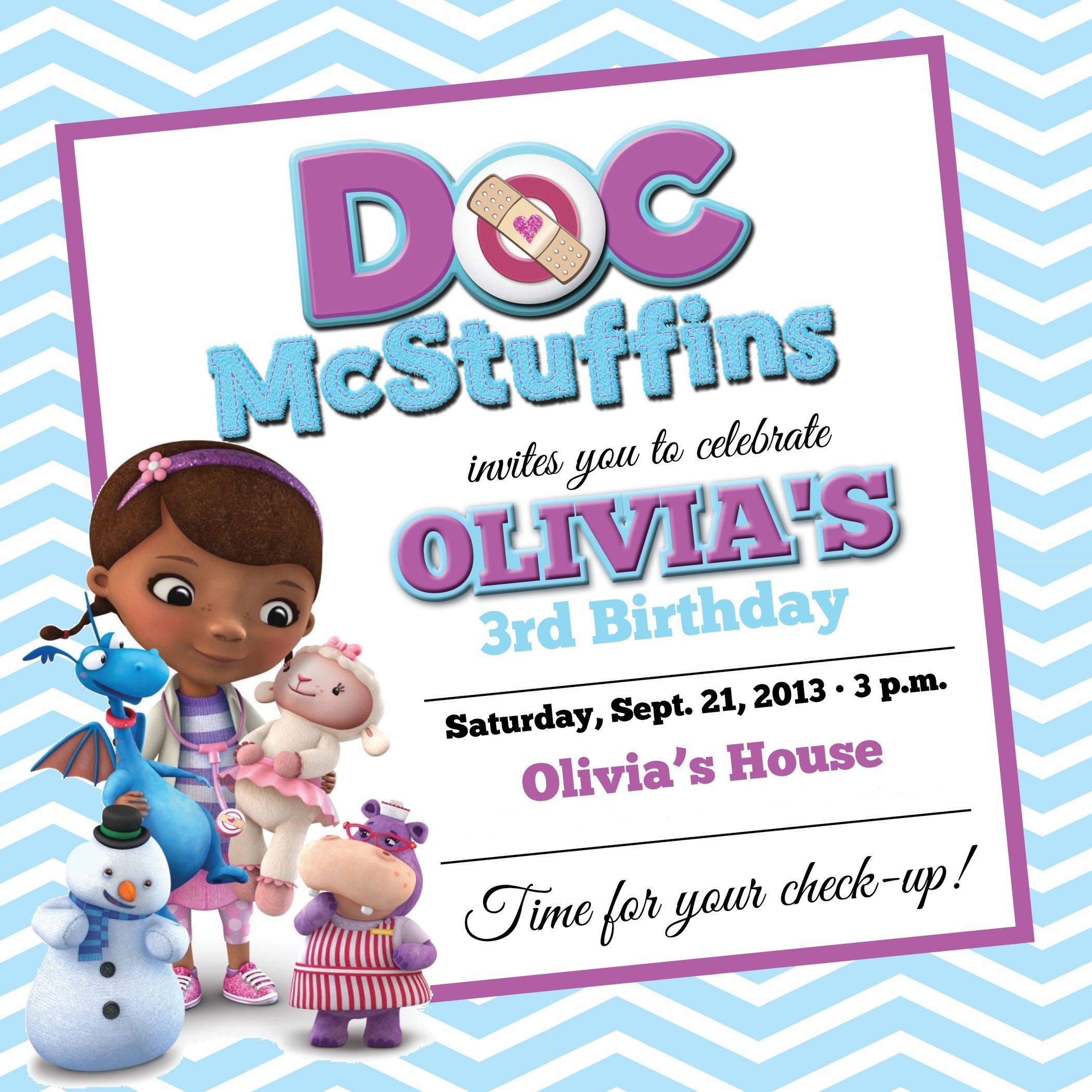 Doc Mcstuffin Birthday Invitations
 Free Doc Mcstuffins Birthday Party Invitations