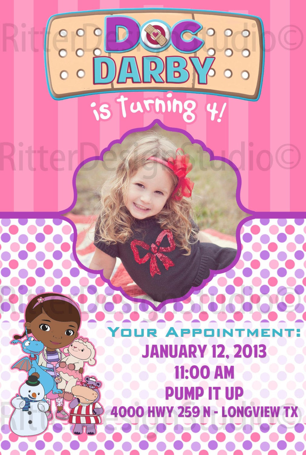 Doc Mcstuffin Birthday Invitations
 Doc McStuffins Birthday Invitation by RitterDesignStudio