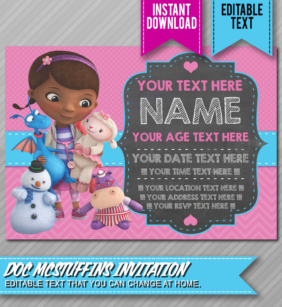 Doc Mcstuffin Birthday Invitations
 Doc McStuffins Birthday Party Planning Ideas & Supplies