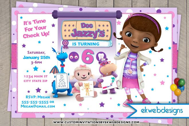 Doc Mcstuffins Personalized Birthday Invitations
 Doc Mcstuffins Birthday Invitation Custom Disney Junior