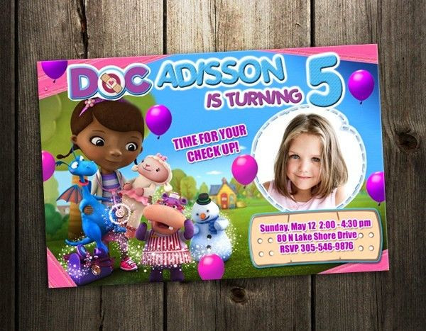 Doc Mcstuffins Personalized Birthday Invitations
 Doc McStuffins DISNEY BIRTHDAY PARTY INVITATION CARD