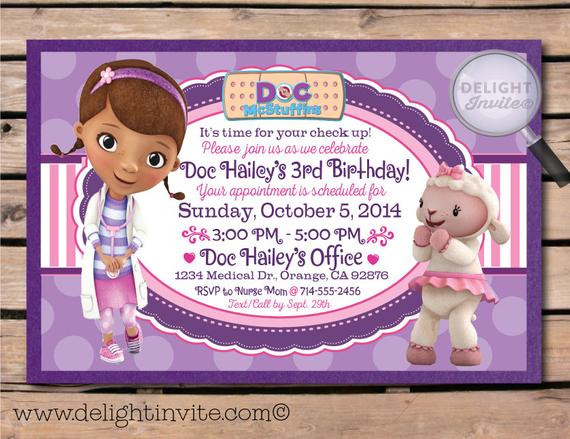 Doc Mcstuffins Personalized Birthday Invitations
 Doc McStuffins Birthday Invitation and Custom by DelightInvite