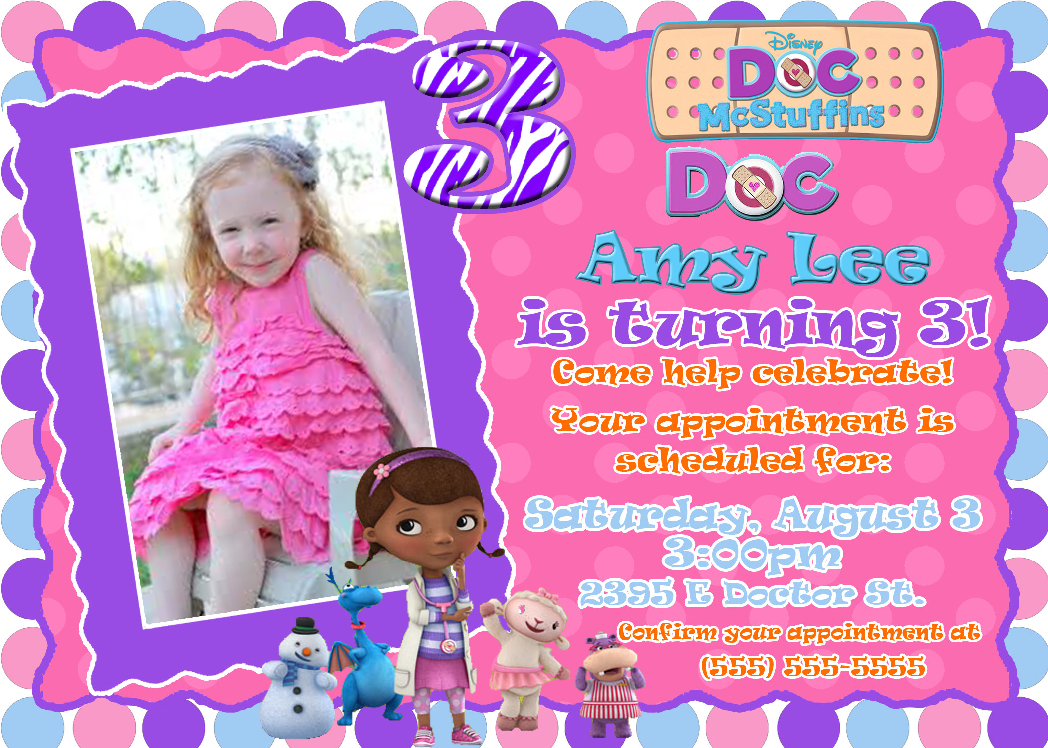 Doc Mcstuffins Personalized Birthday Invitations
 Doc McStuffin’s Birthday Invitation