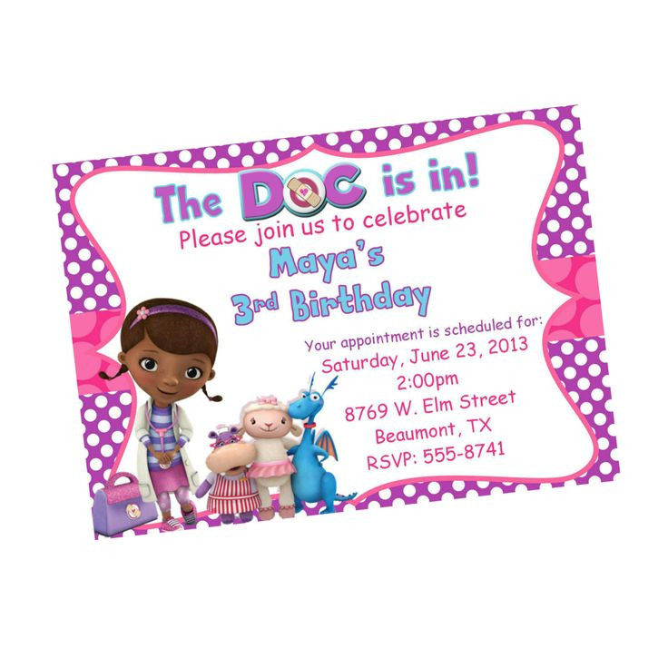 Doc Mcstuffins Personalized Birthday Invitations
 Doc Mcstuffins Printable Party Invitations by