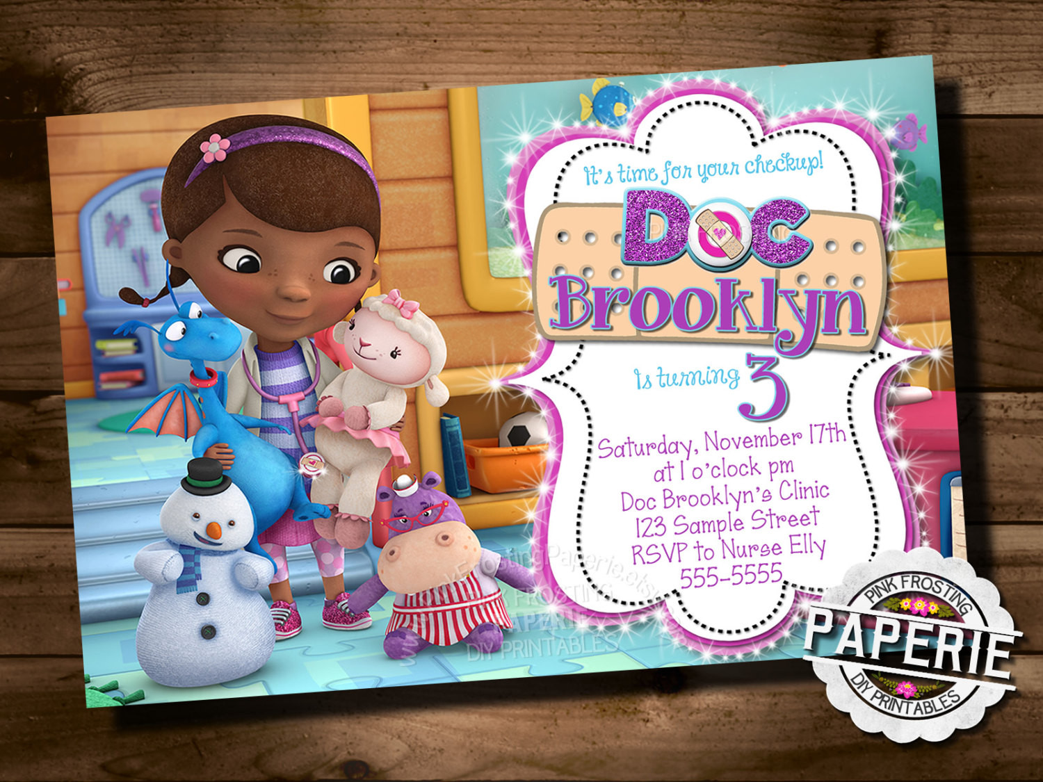 Doc Mcstuffins Personalized Birthday Invitations
 DOC MCSTUFFINS BIRTHDAY Invitation Doc McStuffins Party