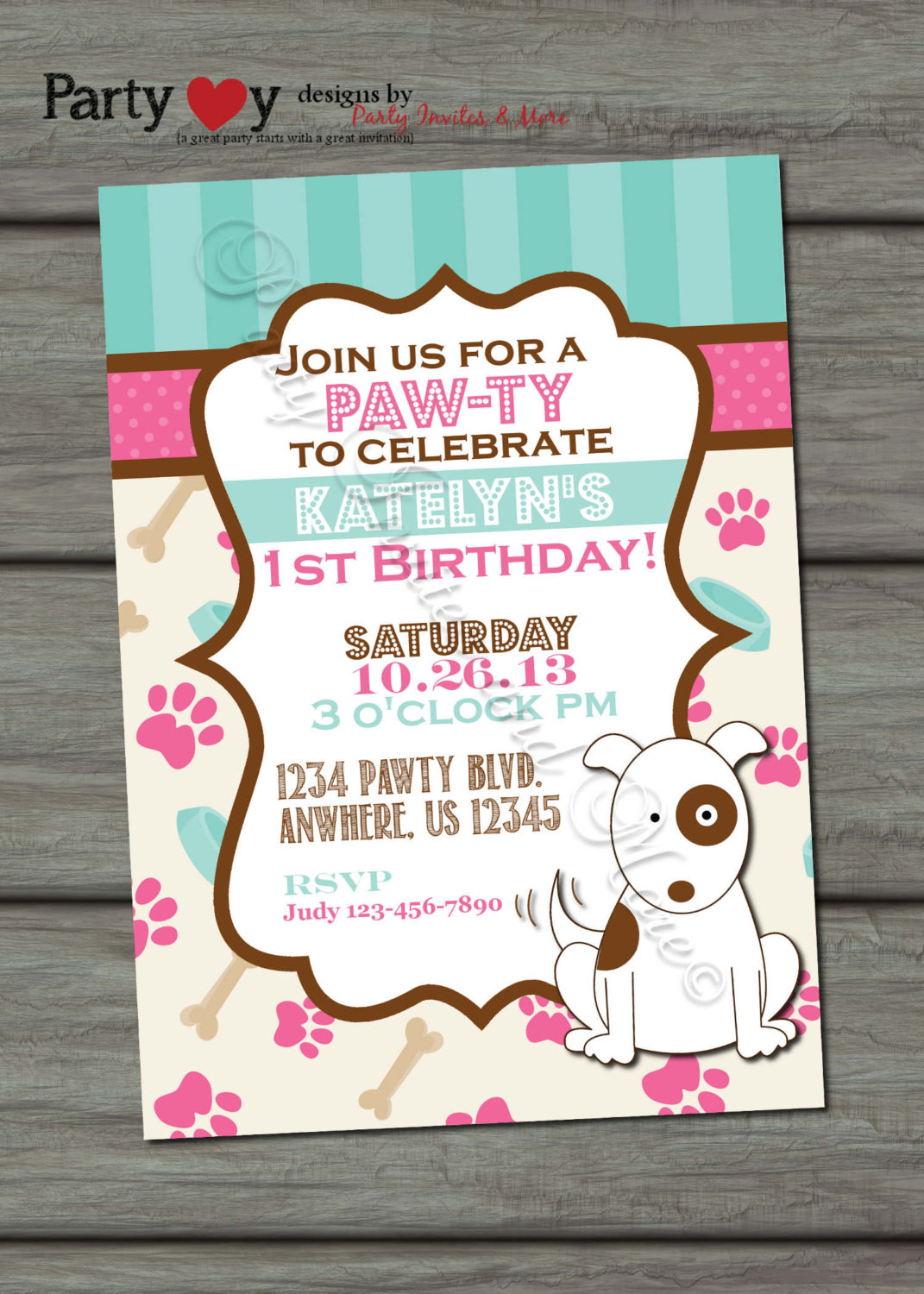 Dog Birthday Invitations
 Puppy Birthday Invitation Dog Birthday by PartyInvitesAndMore