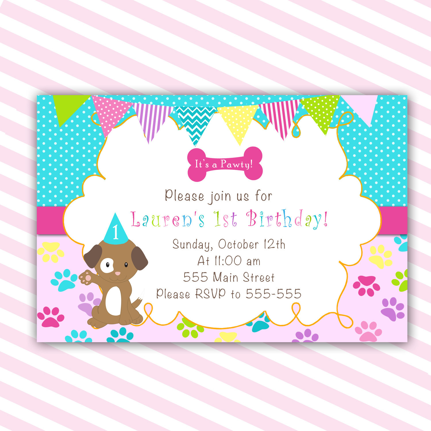 Dog Birthday Invitations
 Puppy Birthday Invitation Printable Personalized by pinkthecat