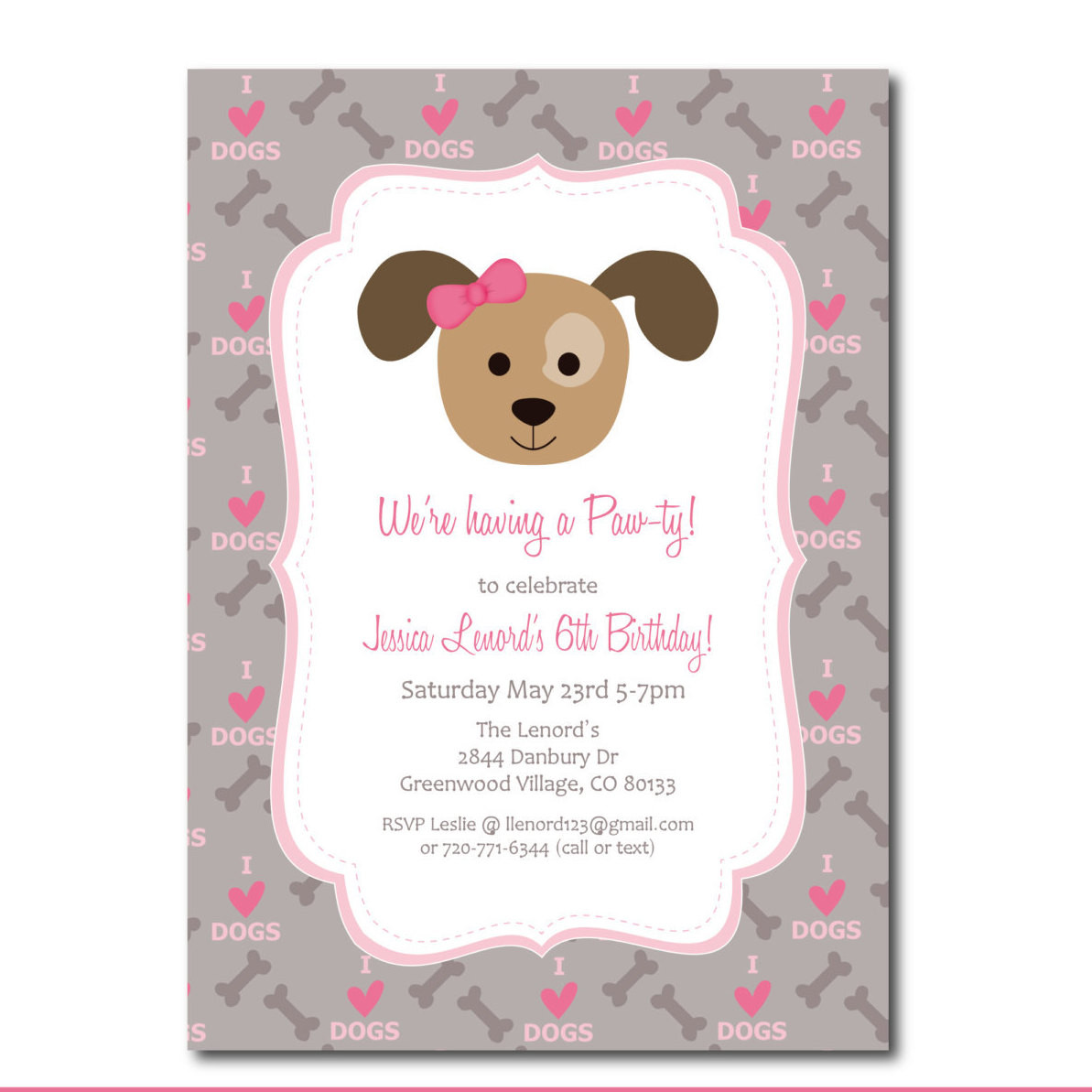 Dog Birthday Invitations
 Puppy Party Invitation with Editable Text Dog Party