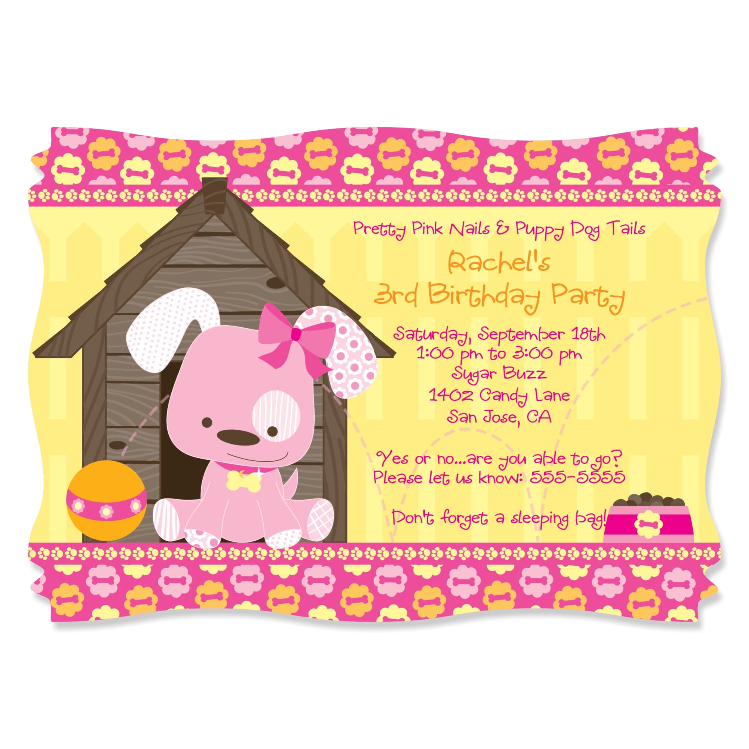 Dog Birthday Invitations
 Pink Girl Puppy Dog Party Invitations Printed Birthday Party