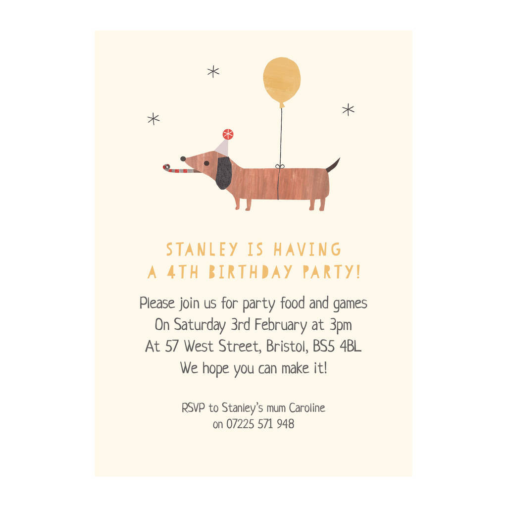 Dog Birthday Invitations
 personalised dog birthday invitations by made by ellis