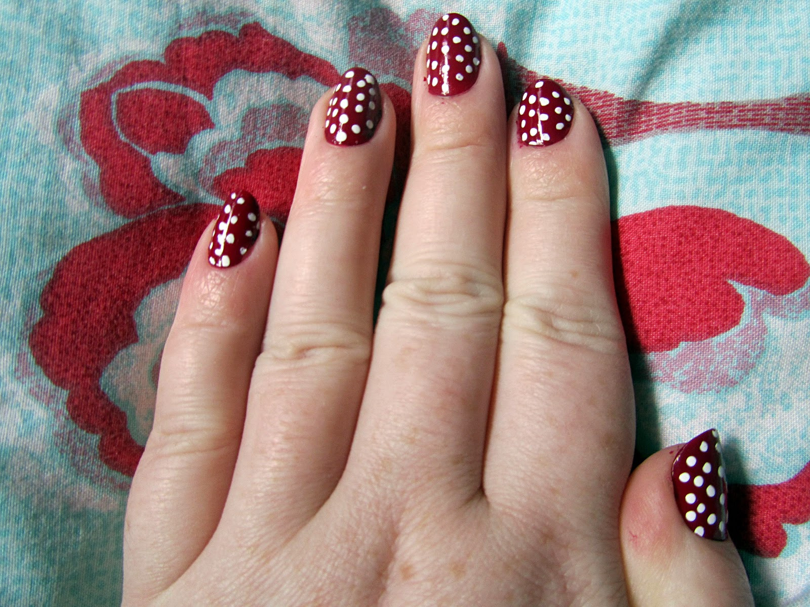 Dot Nail Art
 Nails Oxblood Polka Dot Nail Art