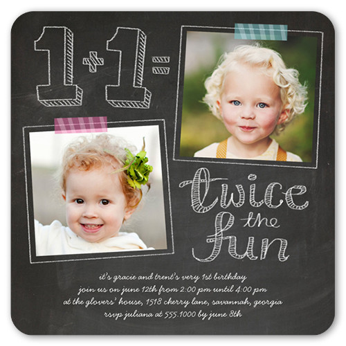 Double Birthday Invitations
 Twice As Fun Twin Birthday Invitation