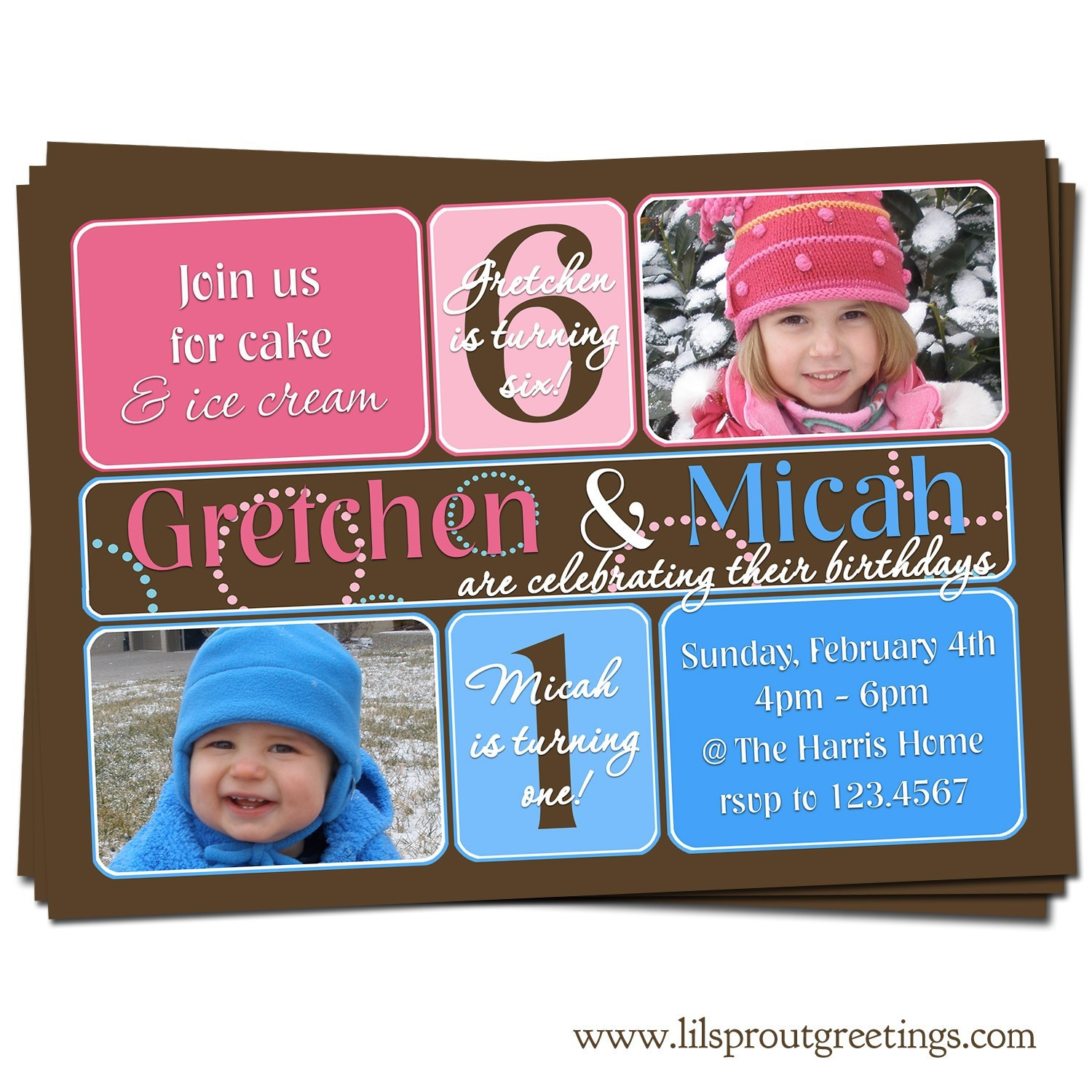 Double Birthday Invitations
 Double Kids Birthday Party Invitations – Bagvania FREE