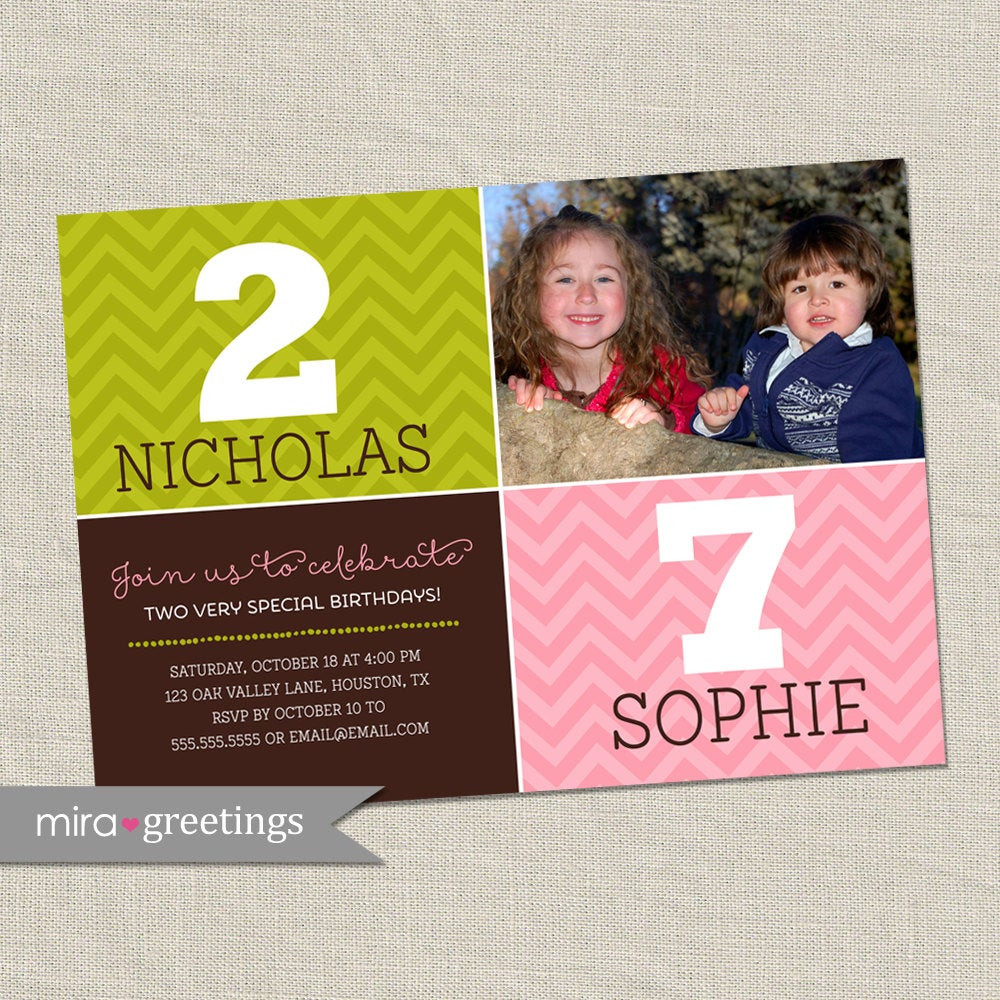 Double Birthday Invitations
 Double Birthday Party Invitation dual birthday party two