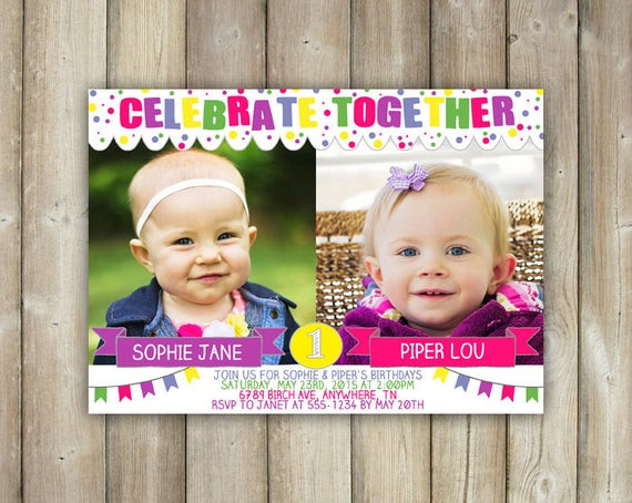 Double Birthday Invitations
 Joint Birthday Invitation Double Birthday Party Invite Twins