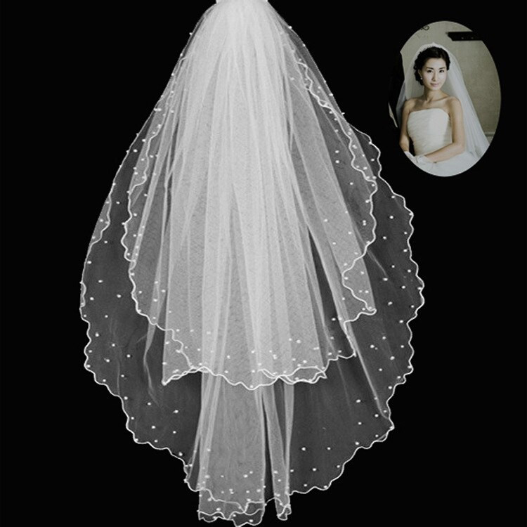 Double Layer Wedding Veils
 Double layer handmade beads bridal veil multilayer veil