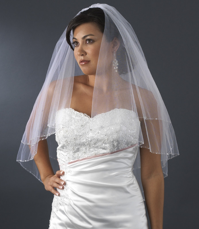 Double Layer Wedding Veils
 Bridal Wedding Double Layer Veil with Beaded Sequence Edge