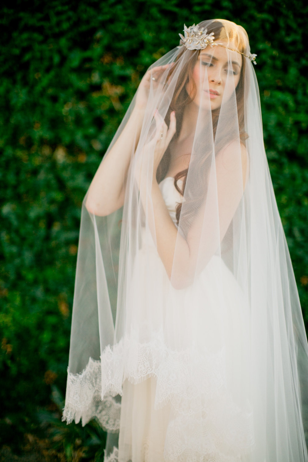 Double Layer Wedding Veils
 Bridal veil double layer veil fingertip veil drop