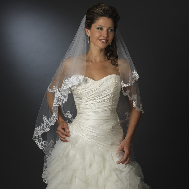 Double Layer Wedding Veils
 Wholesale Double Layer Bridal Veil Waltz Fingertip Length