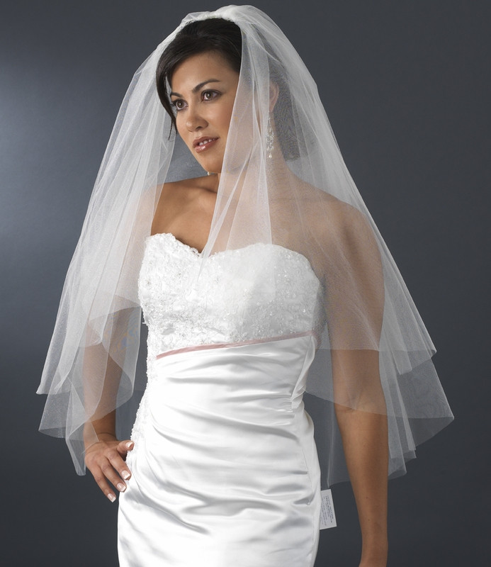 Double Layer Wedding Veils
 Bridal Wedding Double Layer Cut Edge Fingertip Length Veil