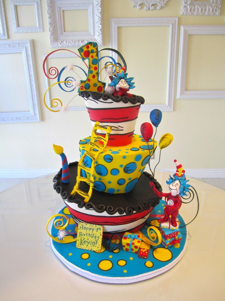 Dr Seuss Birthday Cakes
 Dr Suess Cake I like the yellow and blue layer