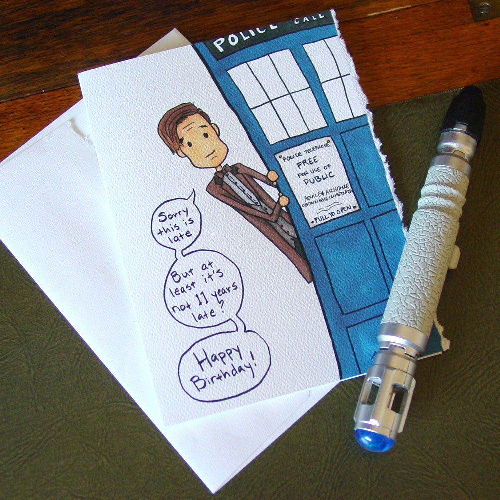 Dr Who Birthday Card
 Doctor Who Belated Birthday Card Eleventh Doctor Late