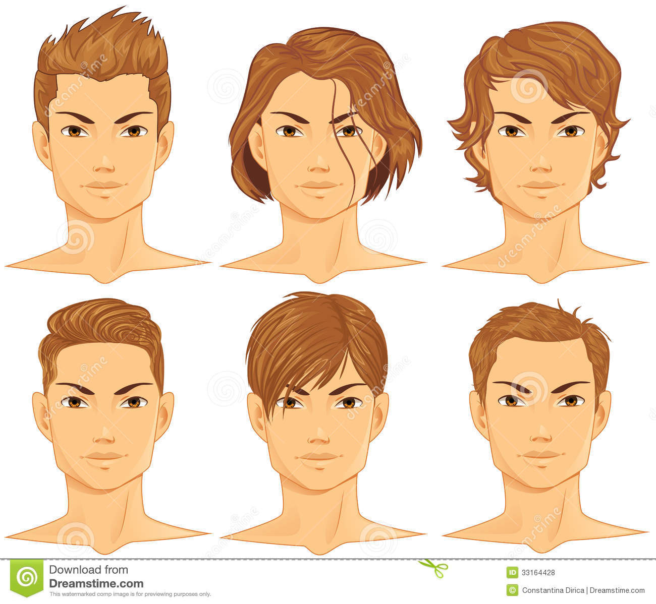 Drawing Male Hairstyles
 Hairstyles Set stock vector Illustration of brown eyes