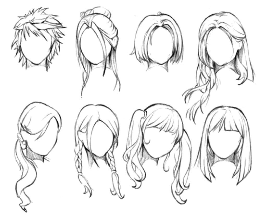 Drawings Of Anime Hairstyles
 Girl Hair Sketch at PaintingValley