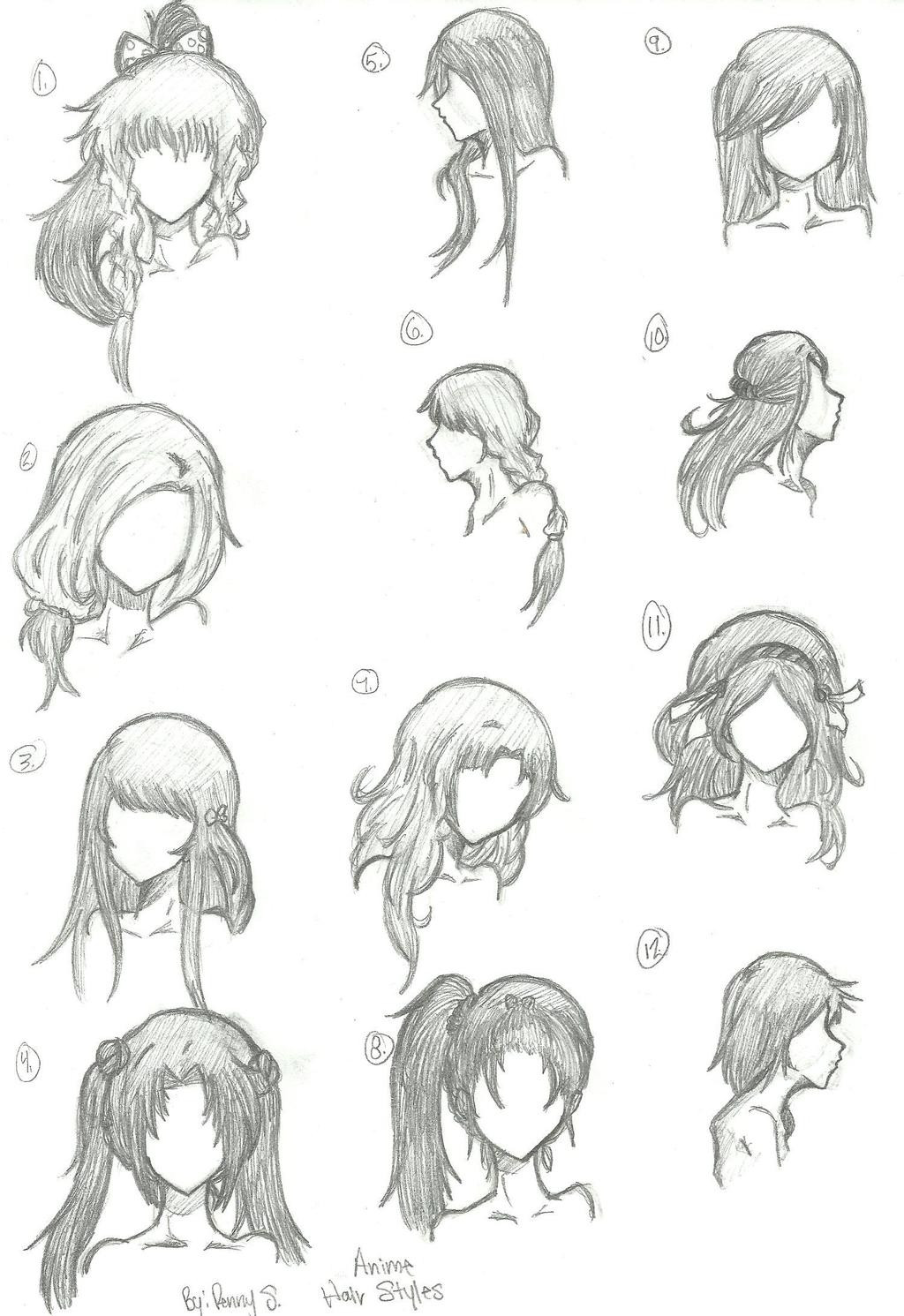 Drawings Of Anime Hairstyles
 Hair Styles 1 12 by animebleach14 on DeviantArt