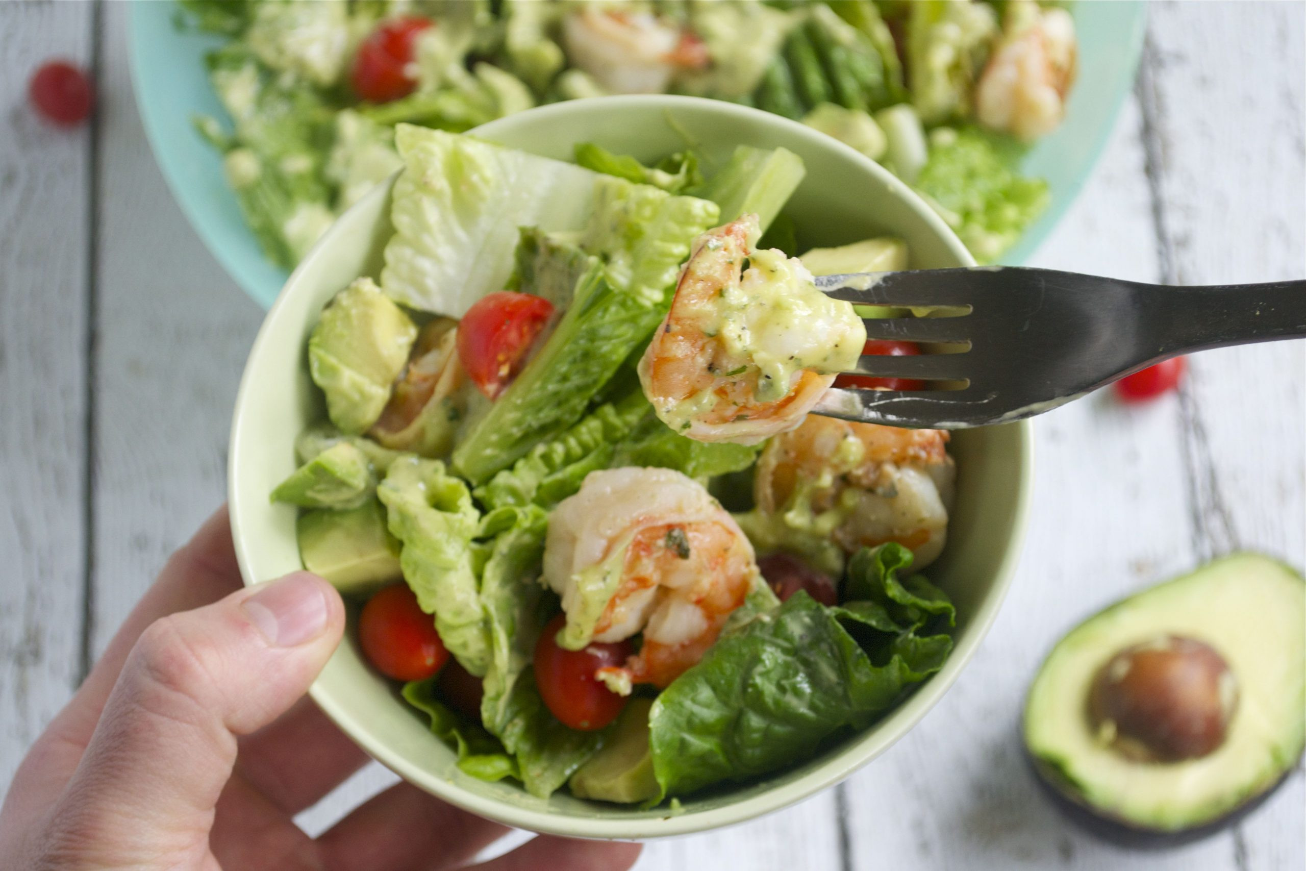 Dressing For Shrimp Salad
 Cilantro Lime Shrimp Salad with Avocado Dressing GF DF SF