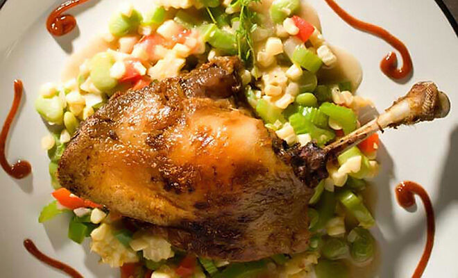 Duck Confit Recipes
 Duck Confit with Summer Succotash Recipe