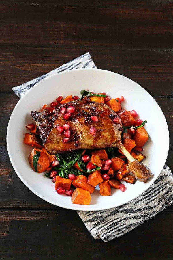 Duck Confit Recipes
 5 Spice Duck Confit with Pink Peppercorn Pomegranate Glaze