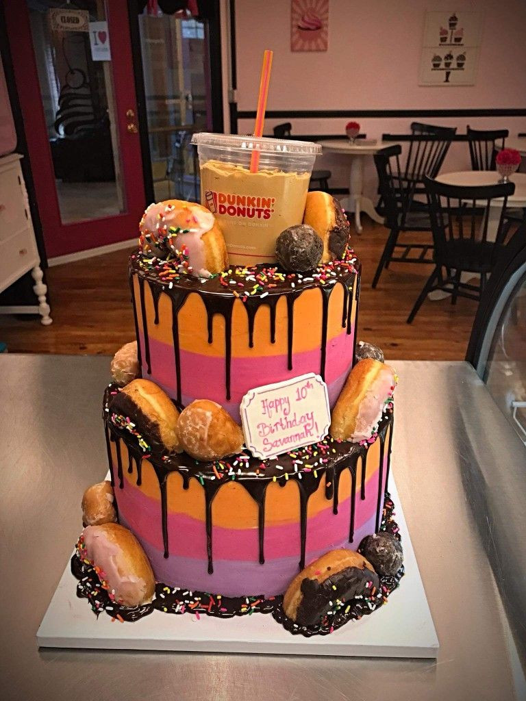 Dunkin Donuts Birthday Cake
 Dunkin Donuts cake whoopie doo and cupcakes too